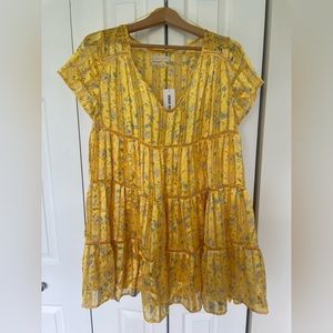 Yellow flowy summer mini dress. Urban Outfitters